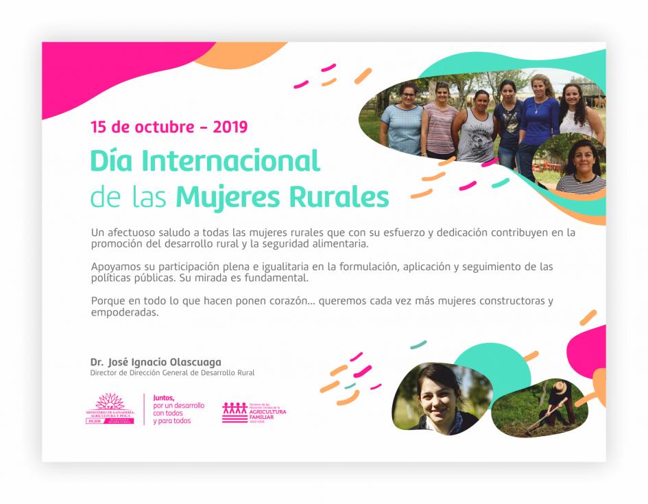 DGDR saluda a las mujeres rurales en su día Saludo día Mujer Rural