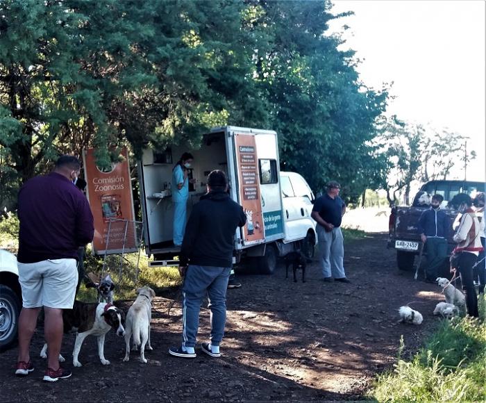 Vecinos con sus perros para ser identificados y castrados