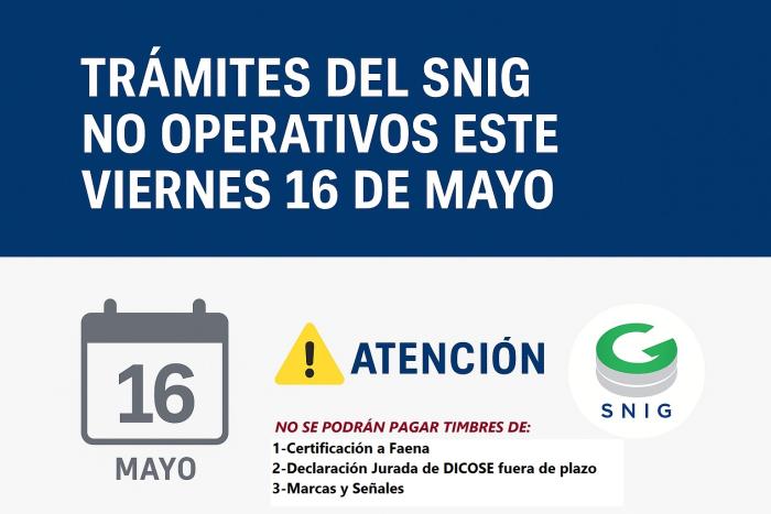 Aviso funcionalidades SNIG