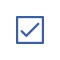 Signo de verificado en color azul, dentro de un cuadrado