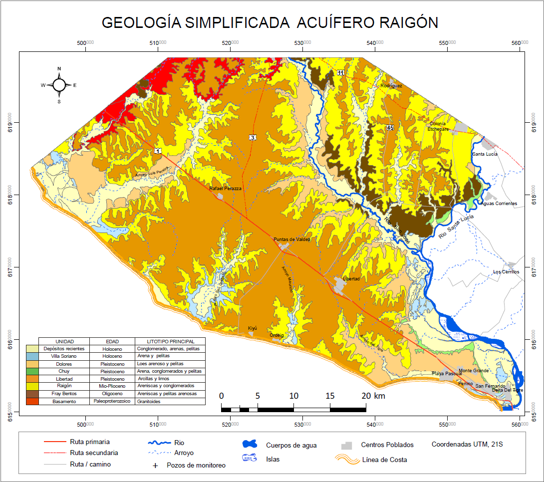 Mapa geológico del acuífero Raigón