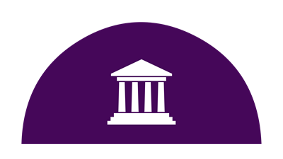 Ilustración con un ícono de edificio institucional que representa el fortalecimiento de políticas públicas y marcos regulatorios para habilitar la transición hacia la economía circular y las tecnologías limpias en Uruguay.