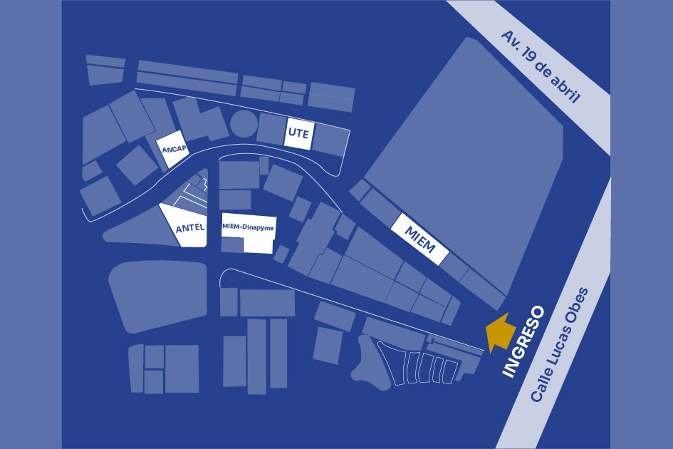Mapa con stands del MIEM-Eficiencia Energética, MIEM-Dinapyme y otros organismos.