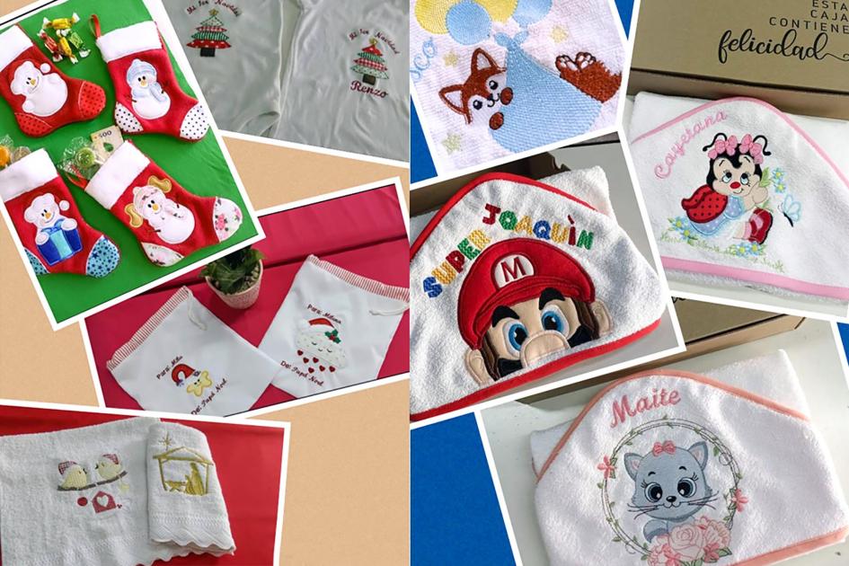 El trabajo de Natalia Prado y Andrea Estrada, de Nueva Italia Telas Se ven baberos y otras piezas textiles infantiles