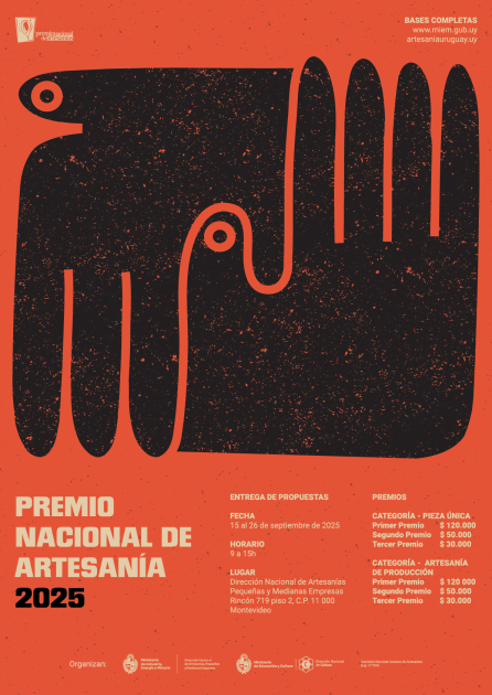 Segundo premio: María Florencia Tomassini Guinovart Afiche con dos manos en tonos oscuros sobre fondo naranja