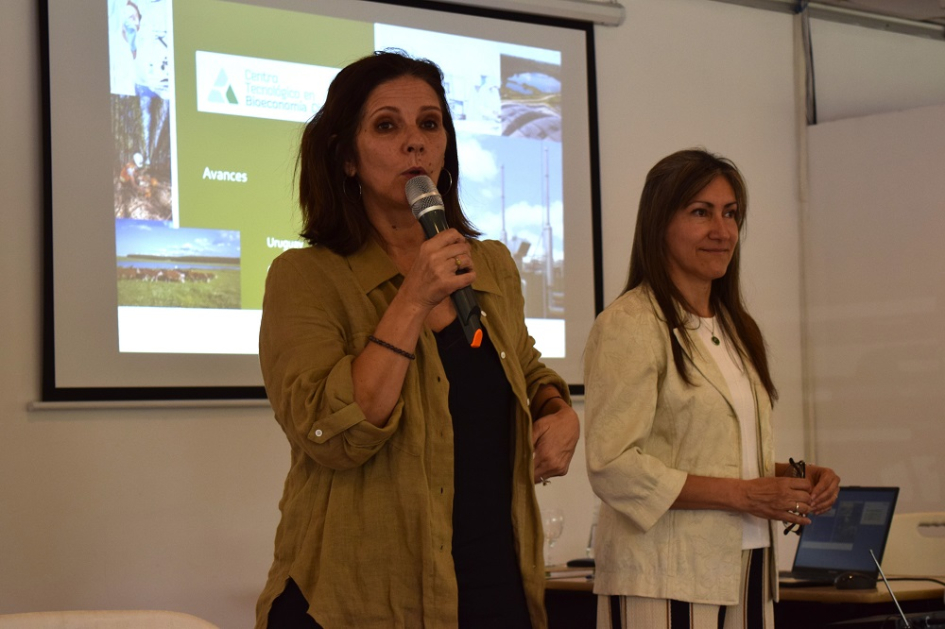 Gabriela Schroeder habla a micrófono. Laura Márquez. Se ve pantalla