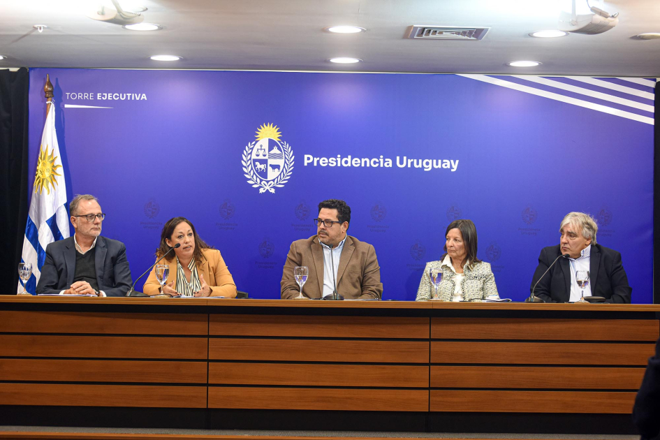 Sentados, de izquierda a derecha: Gili, Cardona, Sánchez, Zubillaga y Paz; detrás, banner y bandera