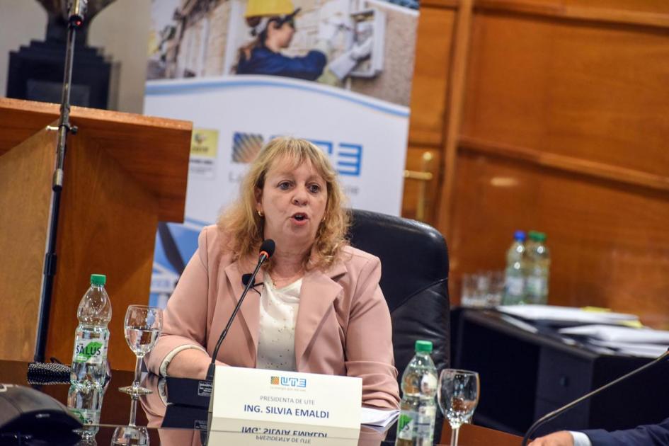 Presidenta de UTE, Silvia Emaldi en el 108.º aniversario de UTE