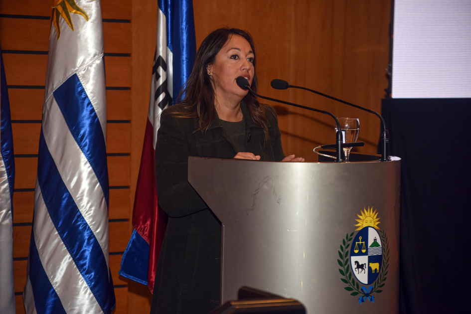 Fernanda Cardona Ministra Fernanda Cardona hablando en atril