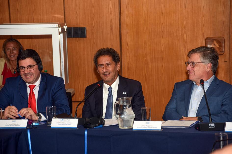 La Camera y un equipo de IRENA se reunieron con actores del sector energético uruguayo Habla La Camera junto a Cantero y Paganini