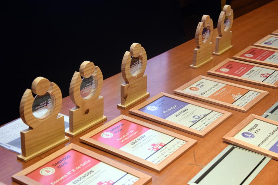 Estatuillas del Premio Nacional de Eficiencia Energética y certificados