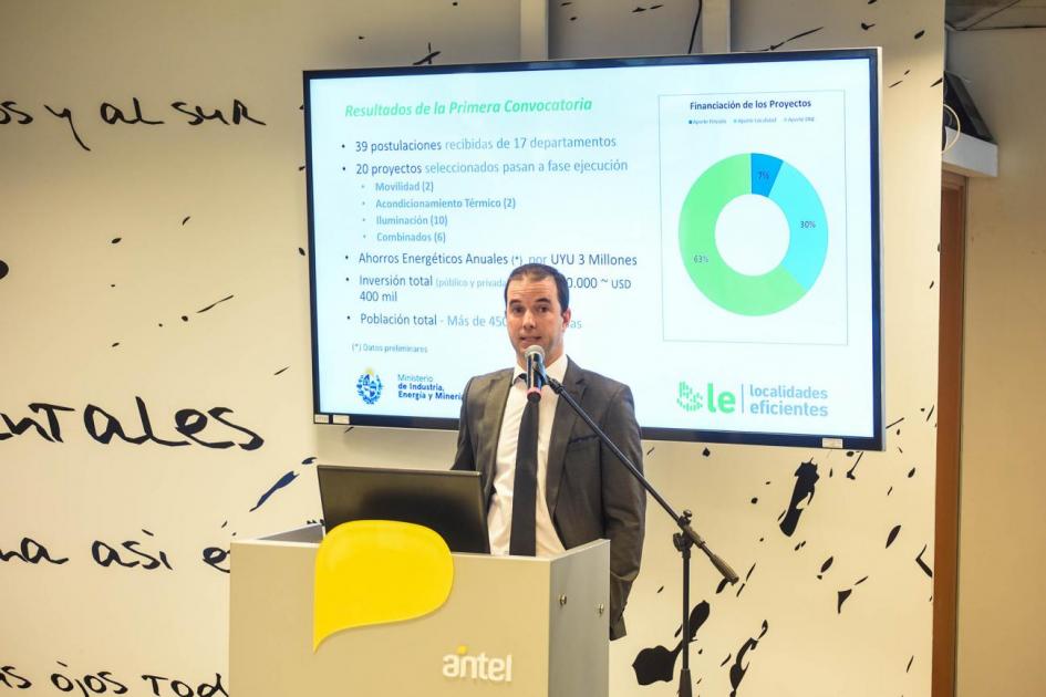 El ingeniero Guillermo Ferrer, de MIEM-DNE, presenta los resultados. El ingeniero Guillermo Ferrer, de MIEM-DNE, presenta los resultados