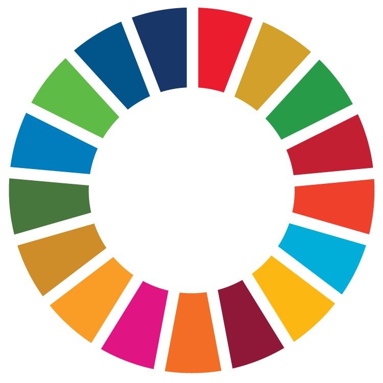 Imágen del logo de los objetivos de desarrollo sostenible, de círculo con múltiples colores