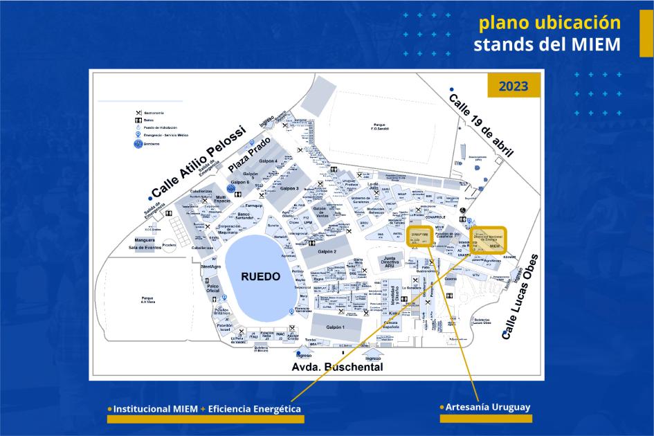 Plano para ayudar a encontrar los tres stands del MIEM