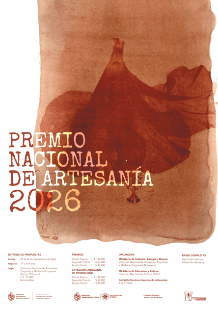 Afiche con el nombre del premio y tonos rojizos sobre blanco