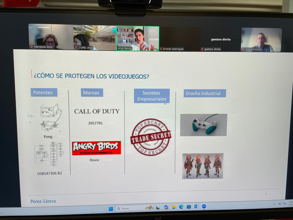 ¿Cómo se protegen los videojuegos? imagen de reunion zoom con una presentacion