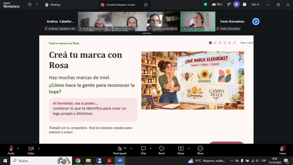 presentación en pantalla de trabajo final del grupo 2