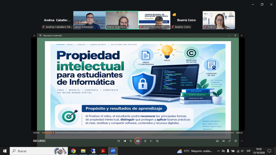 presentación en pantalla de trabajo final del grupo 3
