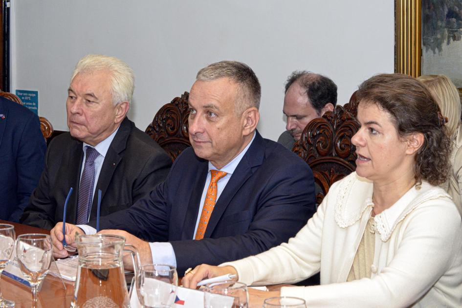 Representantes de la República Checa Representantes de la República Checa, sentados en una mesa de madera