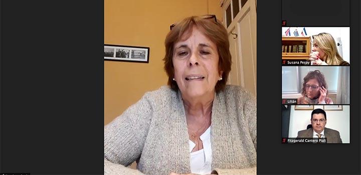 Encargada de despacho de MIEM-Dinapyme, Ana Inés Antía, durante la actividad virtual Encargada de despacho de MIEM-Dinapyme, Ana Inés Antía, durante la actividad virtual