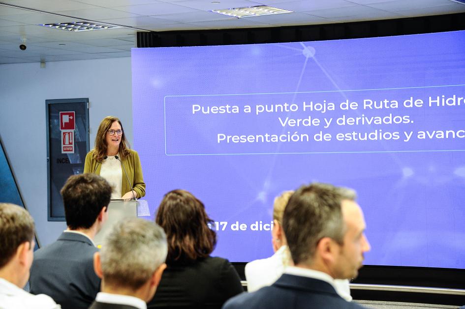Discurso de la ministra Elisa Facio La ministra Elisa Facio habla a los asistentes