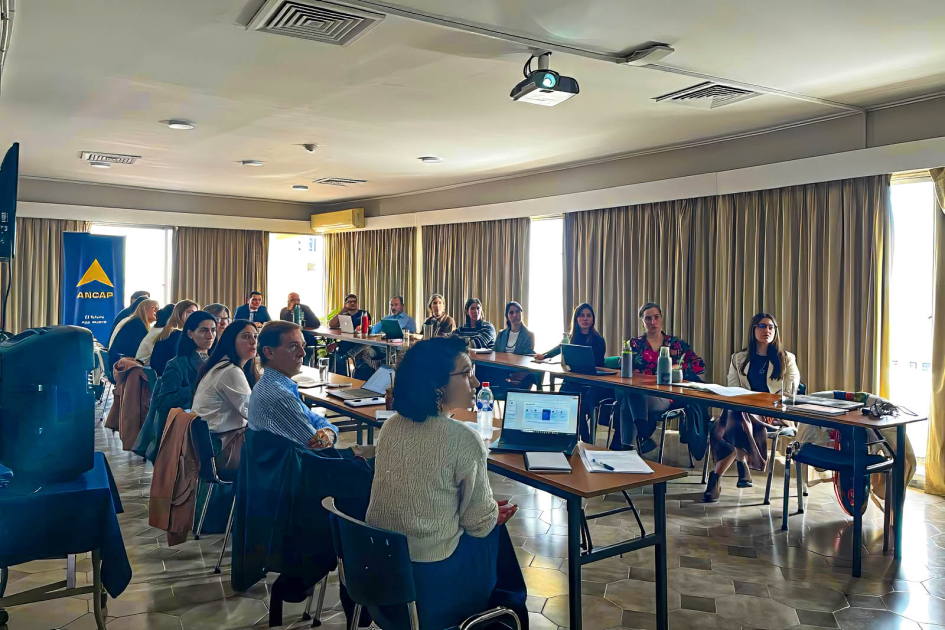 Reunión del Núcleo Productivo de Biotecnología Personas sentadas alrededor de una mesa
