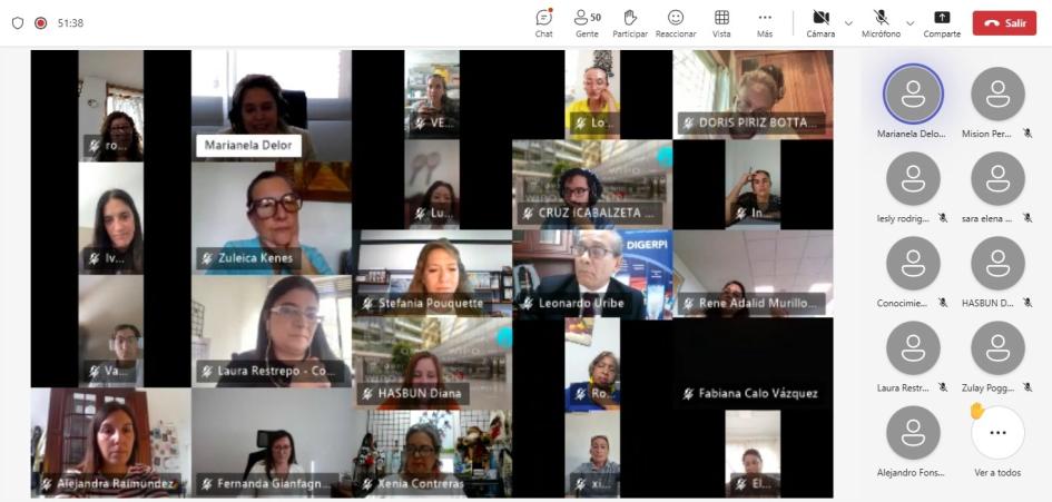 Plenario del evento virtual Captura de pantalla de reunión virtual
