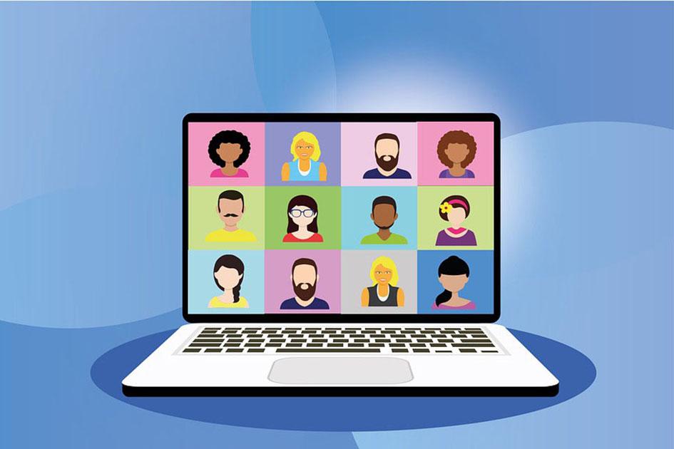 La presentación virtual de los fondos será el 20 de mayo a la hora 15.00. Imagen con dibujos de personas participando en videoconferencia