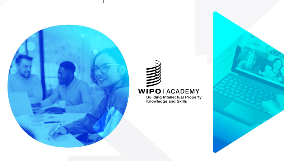 Tres personas y logo de la academia de la OMPI