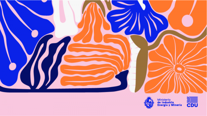 Imagen con los colores del programa Prodiseño 2022 (hay flores naranjas y azules, sobre todo)