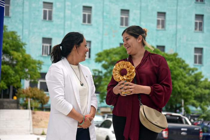 Ganador en Grupos de investigación y estudiantes de educación terciaria: Faraday Lab (FING-Udelar) Ministra Cardona entrega un premio a una mujer