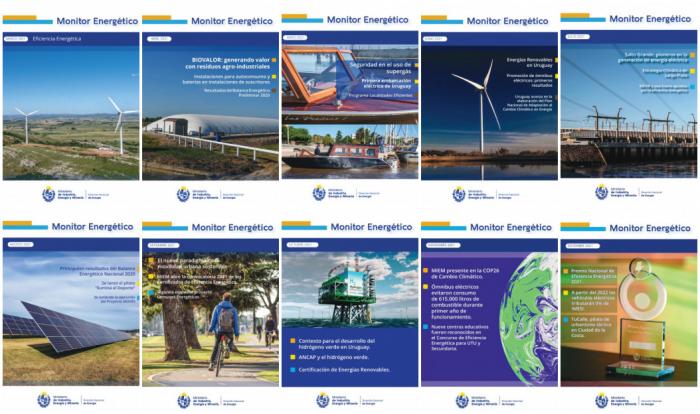 Collage de las 10 portadas del Monitor Energético, de marzo a diciembre