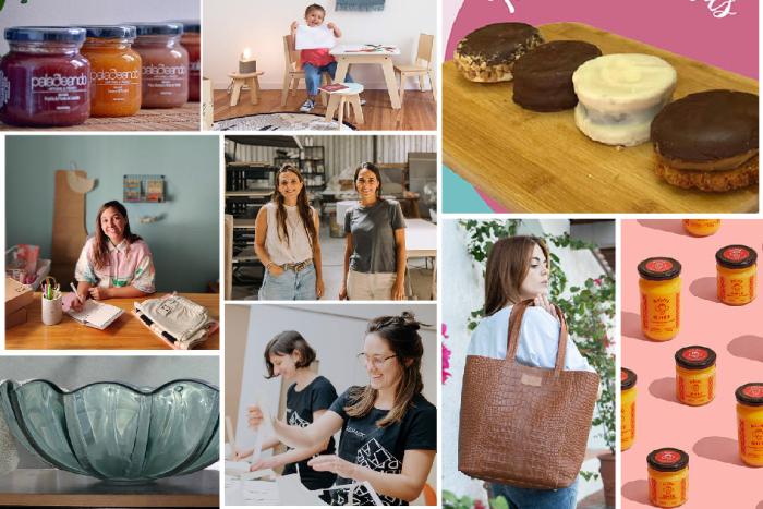 Collage de ganadoras y productos de sus emprendimientos