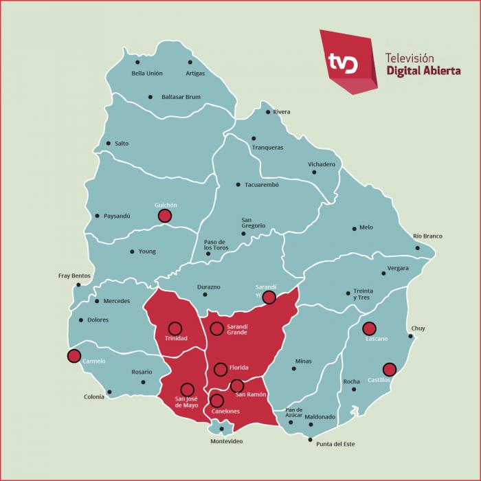 Departamentos y localidades en los que solamente se emite TV Digital