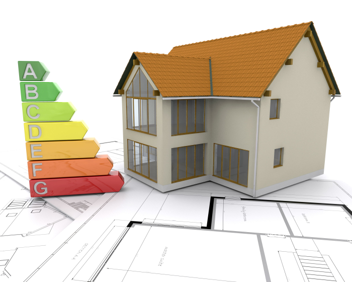 Vivienda eficiente energéticamente con su escala representada