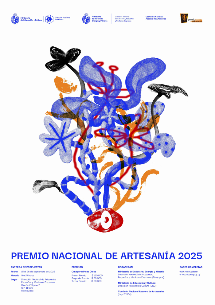 Primer premio: Isabella Epstein Ortega Afiche: diseño que asemeja flores, en colores vivos, sobre todo violeta, sobre fondo blanco