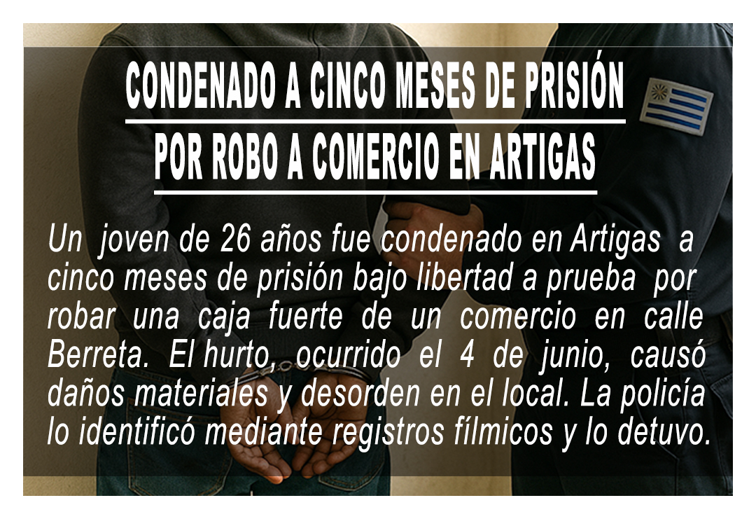 Condenado a cinco meses de prisión por robo a comercio en Artigas ...