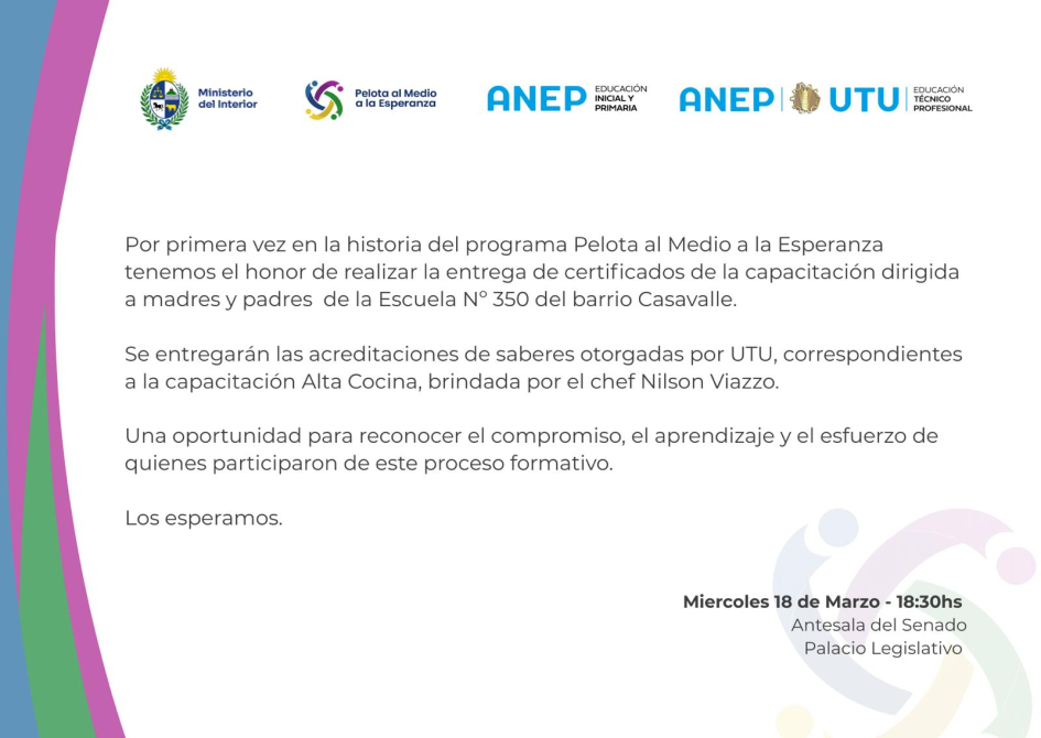 Invitación al evento, texto en el desarrollo.