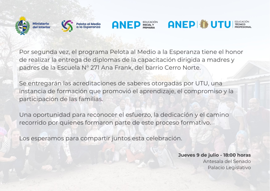 Invitación al evento, texto en el desarrollo
