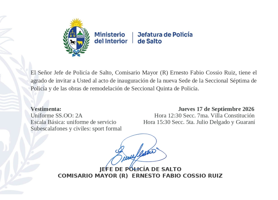 Invitación al evento, texto en el desarrollo