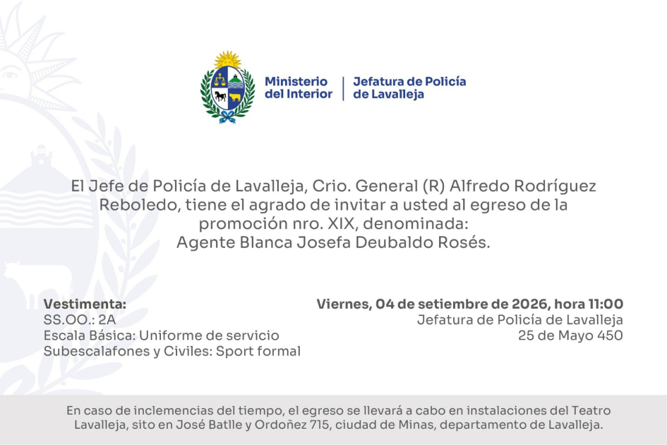 Invitación Egreso Lavalleja 