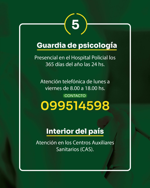 Horario y contacto de la guardia de psicología Horario y contacto de la guardia de psicología