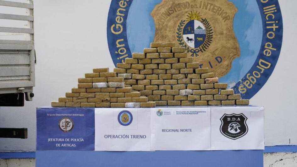 Ladrillos con la droga incautada
