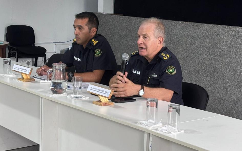 Director del Cefopen, Crio. Lic. Jorge Camargo y Director del INR, Crio. Gral. Retirado Luis Mendoza Director del Centro de Formación Penitenciaria y Director del INR