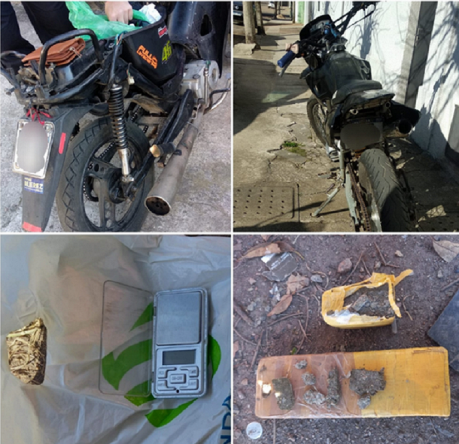 Tras allanamiento en vivienda se incautó marihuana, balanza y una moto. Marihuana, balanza y vehículo incautados.