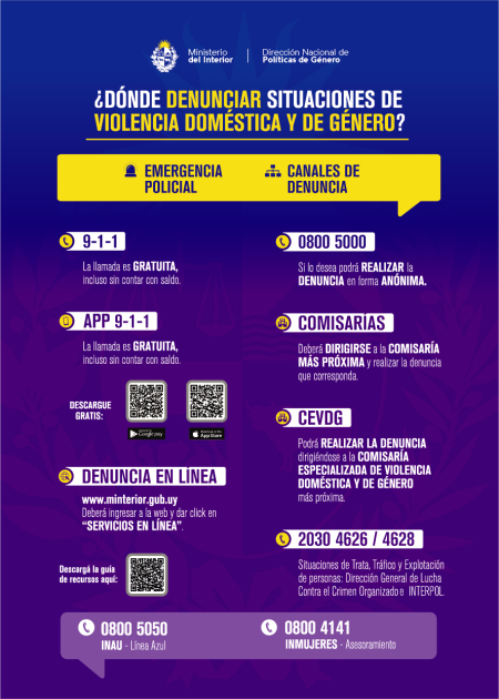 ¿Dónde denunciar situaciones de Violencia Doméstica y de Género? ¿Dónde denunciar situaciones de Violencia Doméstica y de Género?