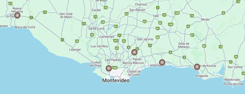 Mapa con la ubicación de radares.