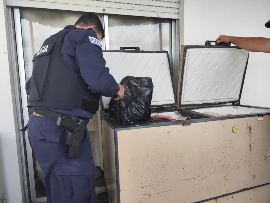 Policía de BDSR interviniendo carne en frezzer Policía de BDSR interviniendo carne en frezzer