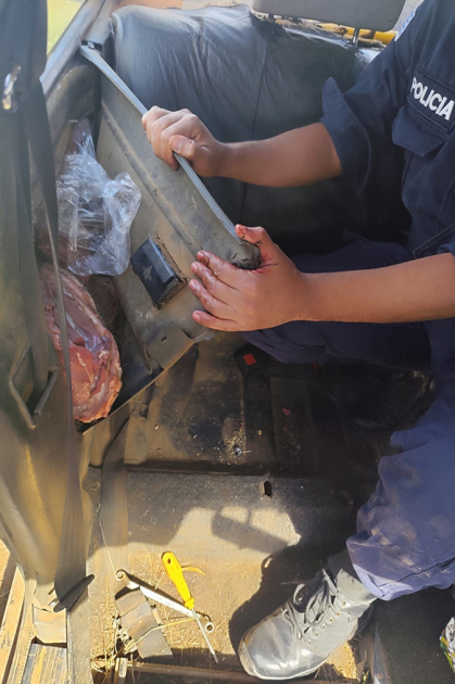 Carne oculta en puerta de automóvil. Carne oculta en puerta de automóvil.