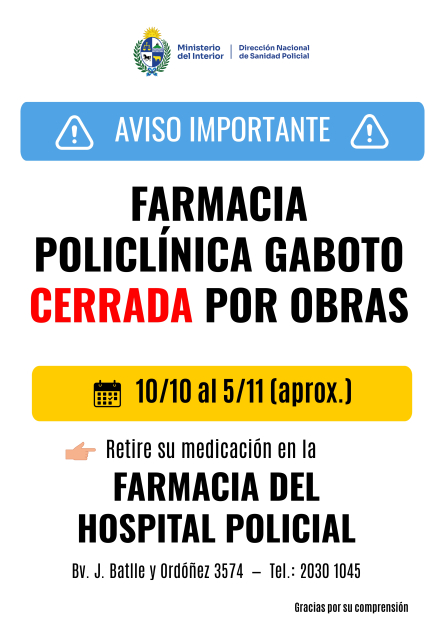 Comunicado Farmacia de Policlínica Gaboto